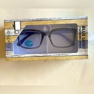 E Soecs Blue Light readers in Black / gray + 2.50